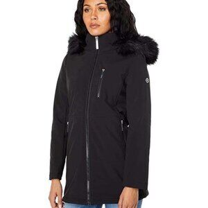 NWT! Womens Calvin Klein Hooded Soft Shell Jacket with Zip Insert in Black - XS